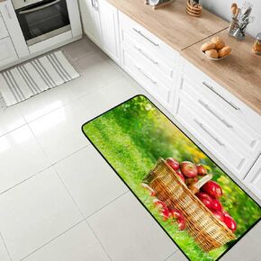 Kuizee Kitchen Runner Area Rug Kitchen Mat Fruits Vegetables Garden Bathroom Hallway Entry Way Floor Non Slip Soft Water Absorbent 39×20 Inch