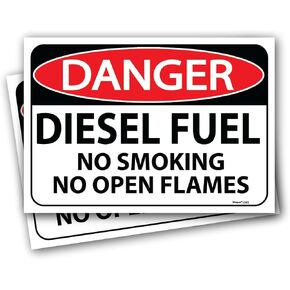 2 PACK- 10 x 7 Danger Diesel Fuel No Smoking No Open Flames Sign, OSHA Diesel Fuel Stickers and Decals for Fuel Tank and Storage Tank, nfpa Diesel Fuel 1-2-0 sign 704 decals.