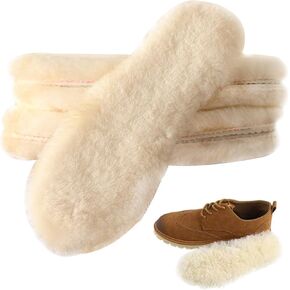 2Pairs Sheepskin Insoles Women's Premium Thick Wool Fur Fleece Inserts Cozy & Fluffy