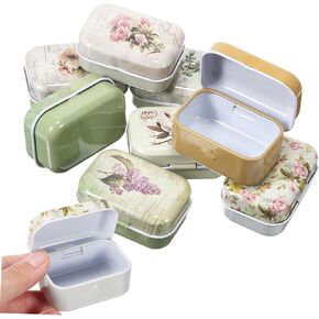 8 Pcs Boxes Vintage Tin Containers Decorative Boxes with Lids Tin Boxes with Hinged Lids Snack Tin Vintage Decor Mini Boxes Jewelry Boxes Decorative Tins Tinplate Accessories Tea