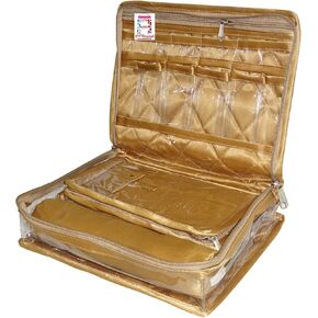 Jewelry Travel Organizer Case Transparent Storage Zipper Locker Box Pouch for Necklaces Earrings Rings Bracelets Golden