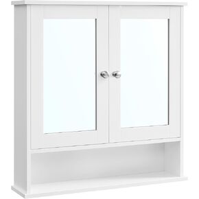 VASAGLE Bathroom Cabinet with Mirror, Wall Cabinet with 2 Mirrored Doors, Adjustable Shelf, Open Compartment, Wall-Mounted, 5.1 x 22.2 x 23 Inches, Dove Gray ULHC002G02