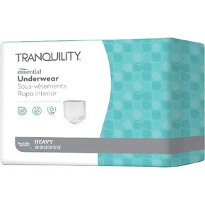 Tranquility Essential Adult Absorbent Underwear, Pull On with Tear Away Seams, Heavy Absorbency, 2X-Large (62"-80") - 12 ct (Pack of 1)