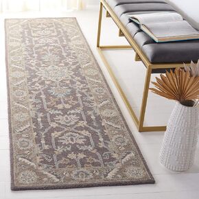 SAFAVIEH Blossom Collection 8' x 10' Dark Grey / Light Brown BLM217A Handmade Premium Wool Area Rug