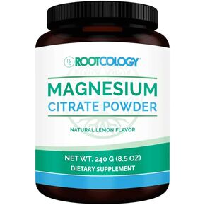 Rootcology Magnesium Citrate Powder - 300mg Magnesium with Natural Lemon Flavor for Digestion Support by Izabella Wentz Author of The Hashimoto's Protocol (240g / 60 Servings)