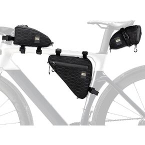 ROCKBROS Bike Triangle Bag Bike Frame Bag Waterproof Bike Saddle Bag for Cycling Accessories Pouch for Mountain Road Bike 3 Pieces Combi