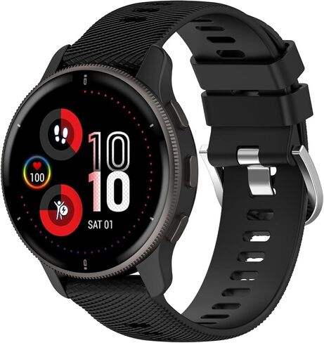 سوار بديل 20 مم متوافق مع Garmin Venu 2 Plus، سوار معصم بديل من السيليكون للرجال والنساء، ناعم ومتين (أسود) in Saudi Arabia