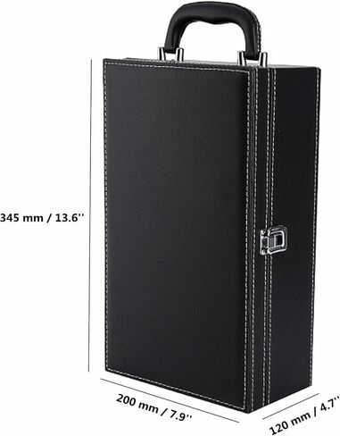 TANG SONG Leather Double Bottle Wine Gift Box with 4 Wine Accessories Wine Bottle Storage whit Locking Latch (Black) in Saudi Arabia