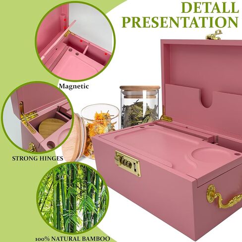Large Bamboo Box with Lock & Accessories,Wooden Locking Storage Box with Tray, Storage Wood Box and Accessories with Handle, Storage Box Set with Combination Lock in Saudi Arabia