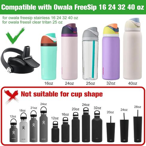 غطاء من القش لـ Owala Freesip 24 أونصة 32oz 40 أونصة، ملحقات غطاء بديلة مع غطاء مقبض مرن محمول لزجاجة مياه كوب Owala، حشية علوية قابلة للفصل سهلة التنظيف، خالية من مادة BPA in Saudi Arabia