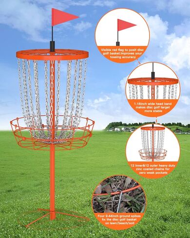Disc Golf Basket,24 Chain Portable Disc Golf Baskets with Bag,Disk Golf Basket, Disc Golf Targets,Disc Golf Goal,Disc Golf Cage Outdoor Indoor Professional Practice in Saudi Arabia