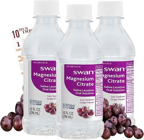 Bleam Health 3 Pack Magnesium Citrate Oral Solution 10 Oz Each - Grape Flavored - Gentle and Effective Laxative for Regularity Digestive Health Tip Card (Grape) in Saudi Arabia
