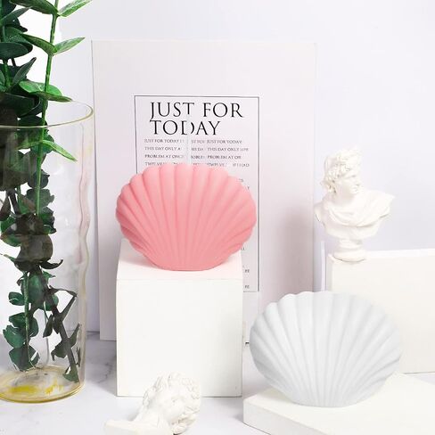 2 Pieces Seashell Scented Candles Aesthetic Trendy Candles Hand Poured Soy Wax Candle Handmade Shell Shape Candle Freesia Seashell Candle for Danish Pastel Room Decor, White, Pink (Cute Style) in Saudi Arabia