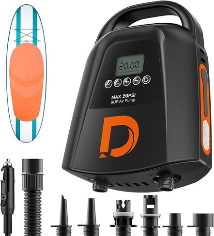 مضخة كهربائية للوحة التجديف بقدرة 9000 مللي أمبير في الساعة، 20 رطل لكل بوصة مربعة، مضخة هواء محمولة قابلة لإعادة الشحن مع USB-C وموصل سيارة، نفخ مزدوج المرحلة وإيقاف تلقائي لحمام السباحة القابل للنفخ والقارب والخيمة والسرير والأريكة in Kuwait