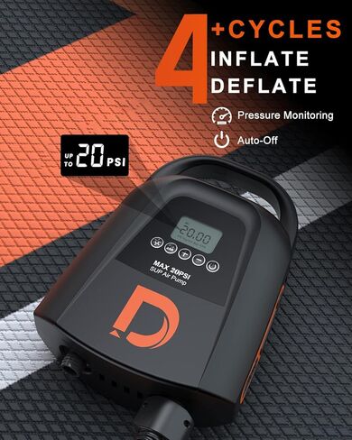 مضخة كهربائية للوحة التجديف بقدرة 9000 مللي أمبير في الساعة، 20 رطل لكل بوصة مربعة، مضخة هواء محمولة قابلة لإعادة الشحن مع USB-C وموصل سيارة، نفخ مزدوج المرحلة وإيقاف تلقائي لحمام السباحة القابل للنفخ والقارب والخيمة والسرير والأريكة in Kuwait