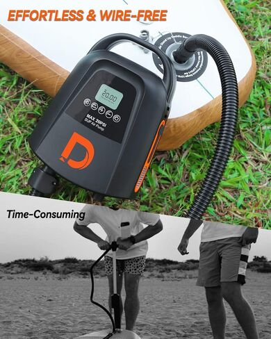 مضخة كهربائية للوحة التجديف بقدرة 9000 مللي أمبير في الساعة، 20 رطل لكل بوصة مربعة، مضخة هواء محمولة قابلة لإعادة الشحن مع USB-C وموصل سيارة، نفخ مزدوج المرحلة وإيقاف تلقائي لحمام السباحة القابل للنفخ والقارب والخيمة والسرير والأريكة in Kuwait