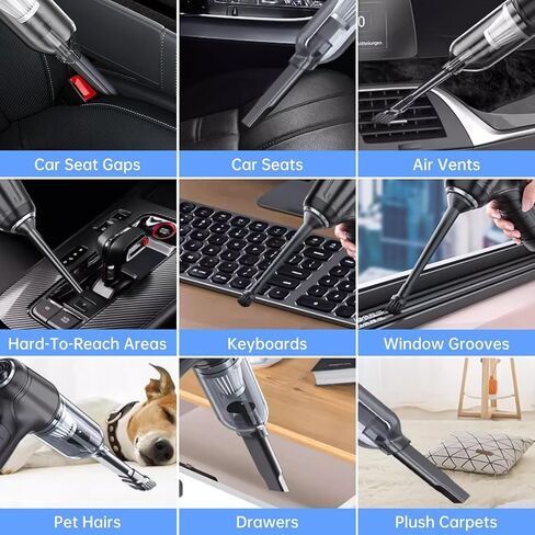 مكنسة كهربائية صغيرة محمولة للسيارة من توموروتيك، 3 في 1 لإزالة الغبار، منفاخ هواء ومضخة يدوية بمحرك بدون فرش 9000PA وTypeC، مكنسة كهربائية محمولة للوحة مفاتيح السيارة قابلة لإعادة الشحن للمنزل والمكتب in Kuwait