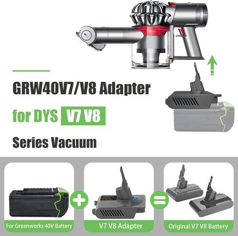 محول URUN V7/8 لبطارية ليثيوم Greenworks 40 فولت تتحول إلى بطارية مكنسة كهربائية محمولة Dyson V7/8 متوافقة مع V7 V8 المطلق V7 V8 Animal V7 V8 Motorhead Pro المزيد من وقت الطاقة in Kuwait