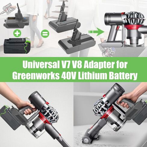 محول URUN V7/8 لبطارية ليثيوم Greenworks 40 فولت تتحول إلى بطارية مكنسة كهربائية محمولة Dyson V7/8 متوافقة مع V7 V8 المطلق V7 V8 Animal V7 V8 Motorhead Pro المزيد من وقت الطاقة in Kuwait