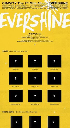 محتويات الألبوم الصغير السابع من CRAVITY EVERSHINE + بطاقة الصور الفوتوغرافية + تتبع CRVT مختوم (إصدار الشفق القياسي) in Kuwait