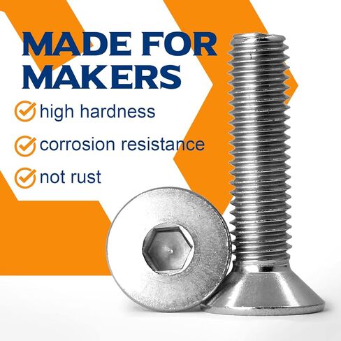 15 PCS M8-1.25 x 40mm Flat Head Socket Cap Screws, Stainless Steel A2-70, DIN 7991, Allen Socket Drive,Full Thread, Machine Thread in Saudi Arabia