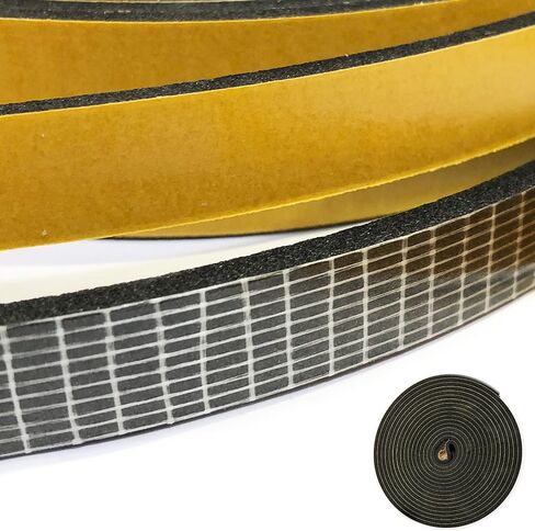 شريط عزل عازل للطقس الرغوي لإطار الباب والنافذة، لفافة مطاطية عالية الكثافة، ذاتية اللصق، فجوة كبيرة جدًا (1/2 بوصة عرض × 1/8 بوصة طول × 32 قدم، أسود) in Kuwait