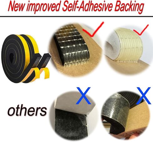 شريط عزل عازل للطقس الرغوي لإطار الباب والنافذة، لفافة مطاطية عالية الكثافة، ذاتية اللصق، فجوة كبيرة جدًا (1/2 بوصة عرض × 1/8 بوصة طول × 32 قدم، أسود) in Kuwait