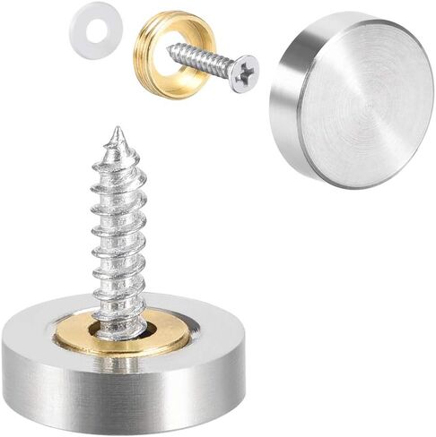 uxcell Mirror Screws Decorative Caps Cover Nails Brushed Stainless Steel 22mm 8pcs in Saudi Arabia