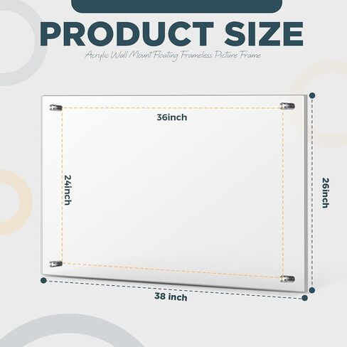 2 Pack Frameless Floating Acrylic Frame Wall Mount Magnetic Acrylic Picture Frames with Chrome Standoffs Clear Double Panel Floating Frame for Picture Photo Poster Display(16 x 20 Inch) in Saudi Arabia