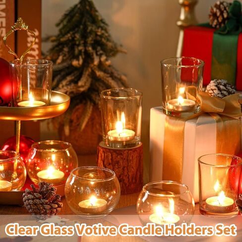 Mifoci 24 Pcs 1.97 Inch 2.2 Inch Glass Clear Votive Candle Holders Bulk Glass Candle Holder Tea Lights Candle Holder for Floating Candle Tealight Wedding Bridal Baby Shower Party Home Table Decor in Saudi Arabia