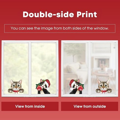 Horaldaily 102 PCS Christmas Window Cling Sticker, Xmas Ball Cat for Home Party Supplies Shop Window Glass Display Decoration in Saudi Arabia