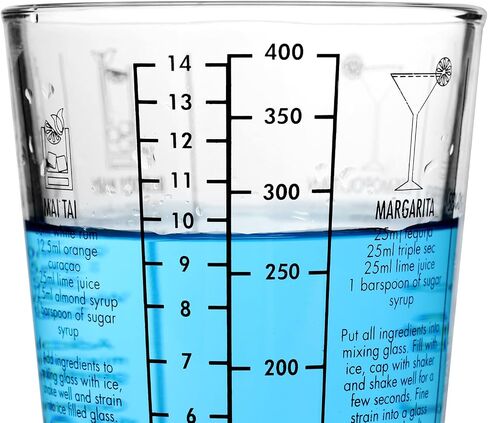 QWORK 14oz Glass Cocktail Shaker, Stainless Steel Top, Transparent Design, Mixer Drink Shaker and Measuring Jigger & Mixing Spoon Set, Clear Bar Shaker with Measurements in Saudi Arabia