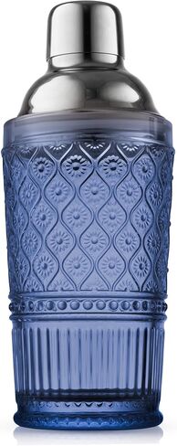 Godinger Cocktail Shaker, Martini Shaker, Glass Cocktail Shaker - 17oz, Claro Collection, Blue in Saudi Arabia