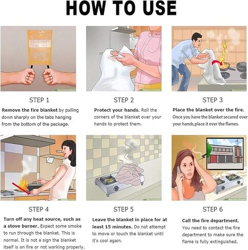 بطانية حريق 1 قطعة 40in * 40in بطانية حريق للطوارئ مصنوعة من مواد غير قابلة للاحتراق بطانية حريق للمنزل والمطبخ والسيارة والمدفأة والشواية. in Kuwait