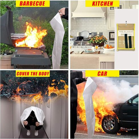 بطانية حريق 1 قطعة 40in * 40in بطانية حريق للطوارئ مصنوعة من مواد غير قابلة للاحتراق بطانية حريق للمنزل والمطبخ والسيارة والمدفأة والشواية. in Kuwait