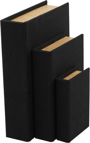 Deco 79 Linen Fabric Decorative Box Faux Storage Book Book Shaped Boxes, Set of 3 Decorative Keepsake Boxes 12", 9", 6"H, Black in Saudi Arabia