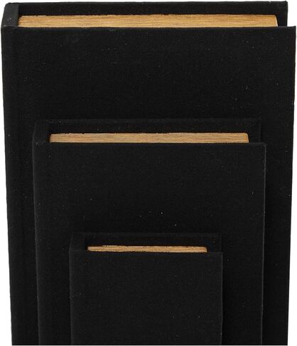 Deco 79 Linen Fabric Decorative Box Faux Storage Book Book Shaped Boxes, Set of 3 Decorative Keepsake Boxes 12", 9", 6"H, Black in Saudi Arabia