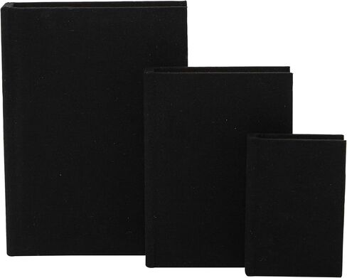 Deco 79 Linen Fabric Decorative Box Faux Storage Book Book Shaped Boxes, Set of 3 Decorative Keepsake Boxes 12", 9", 6"H, Black in Saudi Arabia