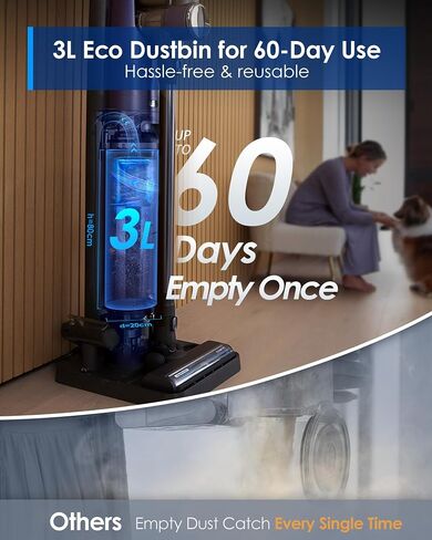 مكنسة كهربائية لاسلكية Tineco Pure ONE Station مع قاعدة غبار أوتوماتيكية سعة 3 لتر، مكنسة كهربائية ذكية ذات شفط قوي وخفيفة الوزن، فرشاة ZeroTangle للأرضيات الصلبة والسجاد وشعر الحيوانات الأليفة، باللون الأبيض in Kuwait