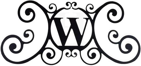 24 Inch House Plaque Letter - Wrought Iron Metal Scrolled Monogram Initial Letter Home Door Wall Hanging Art Decor Family Name Last Name Letter Sign (W, 24 x 11 inches,Thick 0.078 inch (2mm) in Saudi Arabia