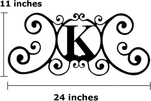 24 Inch House Plaque Letter - Wrought Iron Metal Scrolled Monogram Initial Letter Home Door Wall Hanging Art Decor Family Name Last Name Letter Sign (W, 24 x 11 inches,Thick 0.078 inch (2mm) in Saudi Arabia