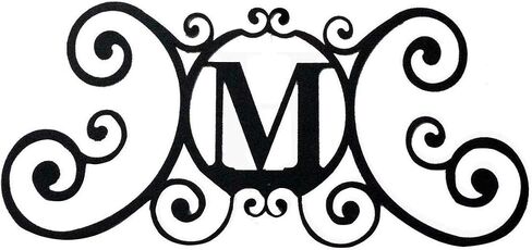24 Inch House Plaque Letter - Wrought Iron Metal Scrolled Monogram Initial Letter Home Door Wall Hanging Art Decor Family Name Last Name Letter Sign (W, 24 x 11 inches,Thick 0.078 inch (2mm) in Saudi Arabia