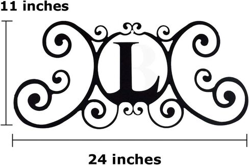 24 Inch House Plaque Letter - Wrought Iron Metal Scrolled Monogram Initial Letter Home Door Wall Hanging Art Decor Family Name Last Name Letter Sign (W, 24 x 11 inches,Thick 0.078 inch (2mm) in Saudi Arabia