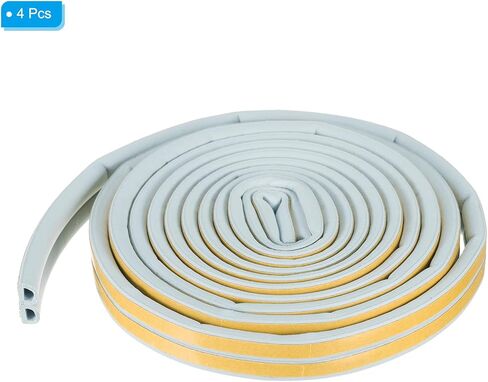 PATIKIL 19.7Ft Weather Stripping Door Seal, 4 Rolls 7/20"W x 5/16"T EPDM Foam Rubber Self Adhesive D Shape Weather Stripping for Collision Avoidance, Grey, Roll of 2 Strip, 9.8Ft/Strip in Saudi Arabia