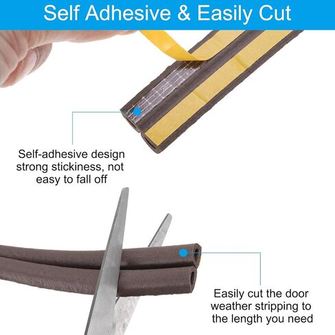 PATIKIL 19.7Ft Weather Stripping Door Seal, 4 Rolls 7/20"W x 5/16"T EPDM Foam Rubber Self Adhesive D Shape Weather Stripping for Collision Avoidance, Grey, Roll of 2 Strip, 9.8Ft/Strip in Saudi Arabia