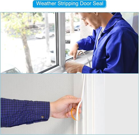 PATIKIL 19.7Ft Weather Stripping Door Seal, 4 Rolls 7/20"W x 5/16"T EPDM Foam Rubber Self Adhesive D Shape Weather Stripping for Collision Avoidance, Grey, Roll of 2 Strip, 9.8Ft/Strip in Saudi Arabia