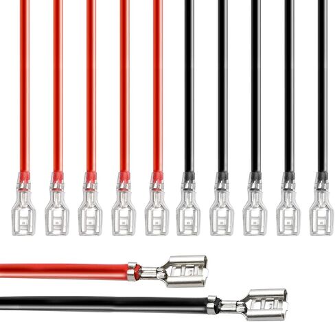 30PCs 4.8mm Spade Crimp Terminal, 7.87" 16AWG Female Electrical Insulated Terminals,Spade Quick Connectors with Insulating Sleeve (15 x Red + 15 x Black) in Saudi Arabia
