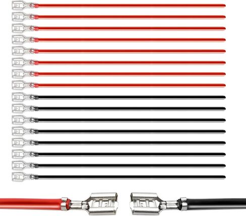 30PCs 4.8mm Spade Crimp Terminal, 7.87" 16AWG Female Electrical Insulated Terminals,Spade Quick Connectors with Insulating Sleeve (15 x Red + 15 x Black) in Saudi Arabia
