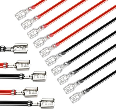 30PCs 4.8mm Spade Crimp Terminal, 7.87" 16AWG Female Electrical Insulated Terminals,Spade Quick Connectors with Insulating Sleeve (15 x Red + 15 x Black) in Saudi Arabia