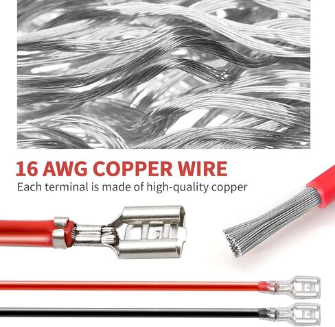 30PCs 4.8mm Spade Crimp Terminal, 7.87" 16AWG Female Electrical Insulated Terminals,Spade Quick Connectors with Insulating Sleeve (15 x Red + 15 x Black) in Saudi Arabia